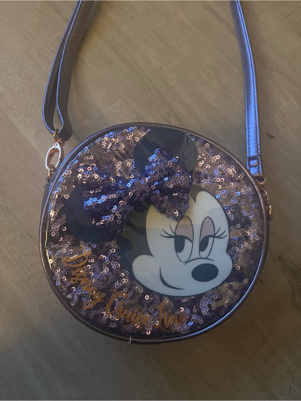 Disney Minnie Mouse Sequin Purple Round Crossbody Bag- Disney Cruise Line